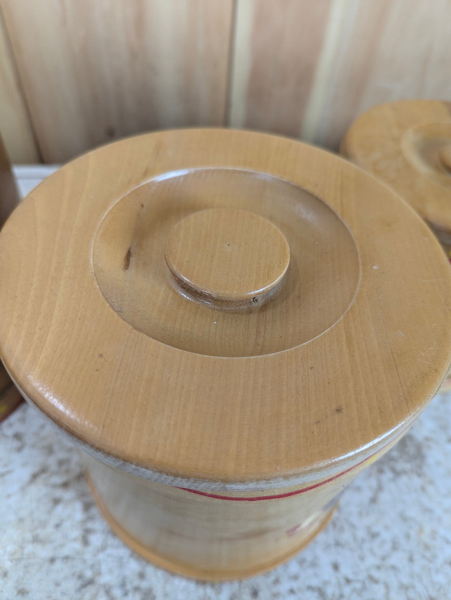 1950’s Vintage 4Pc Wooden Cannister Set