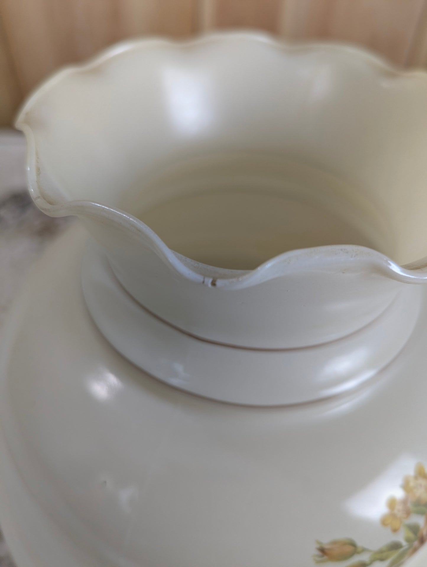 Vintage 7” Floral Milk Glass Lamp Shade