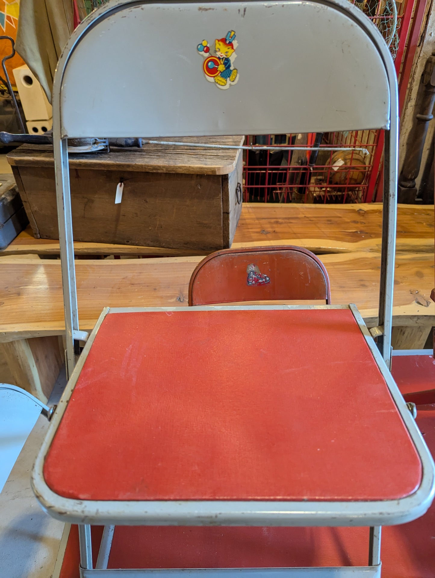Vintage Metal Kid’s Folding Table with 4 Chairs