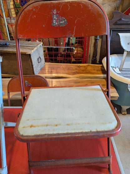 Vintage Metal Kid’s Folding Table with 4 Chairs
