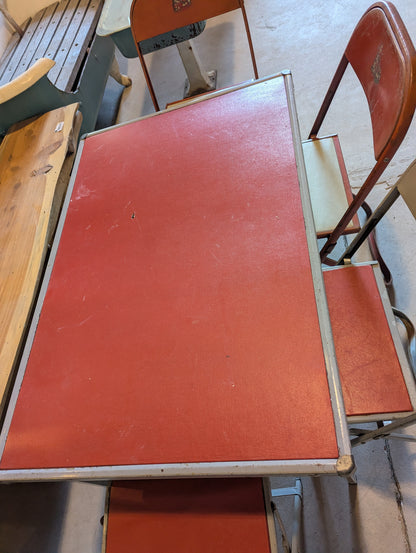 Vintage Metal Kid’s Folding Table with 4 Chairs