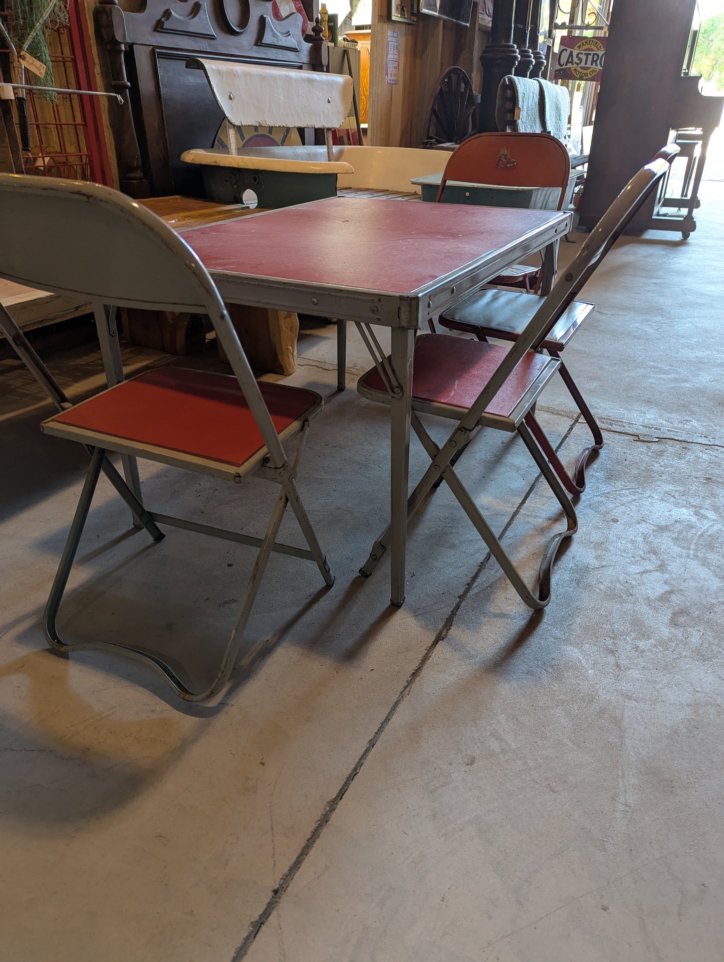 Vintage Metal Kid’s Folding Table with 4 Chairs