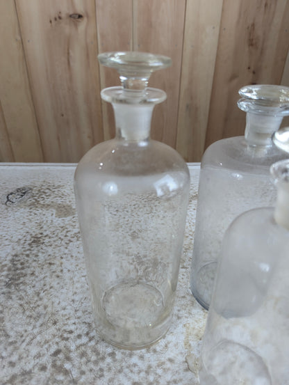 Antique Apothecary Glass Bottles with Stoppers