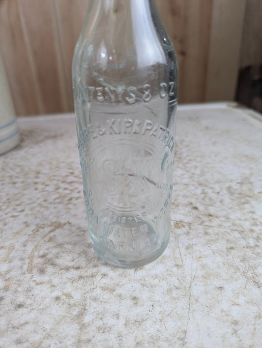 Vintage 8 oz Sharpe & Kirk Patrick Sarnia Ont Glass Soda Bottle