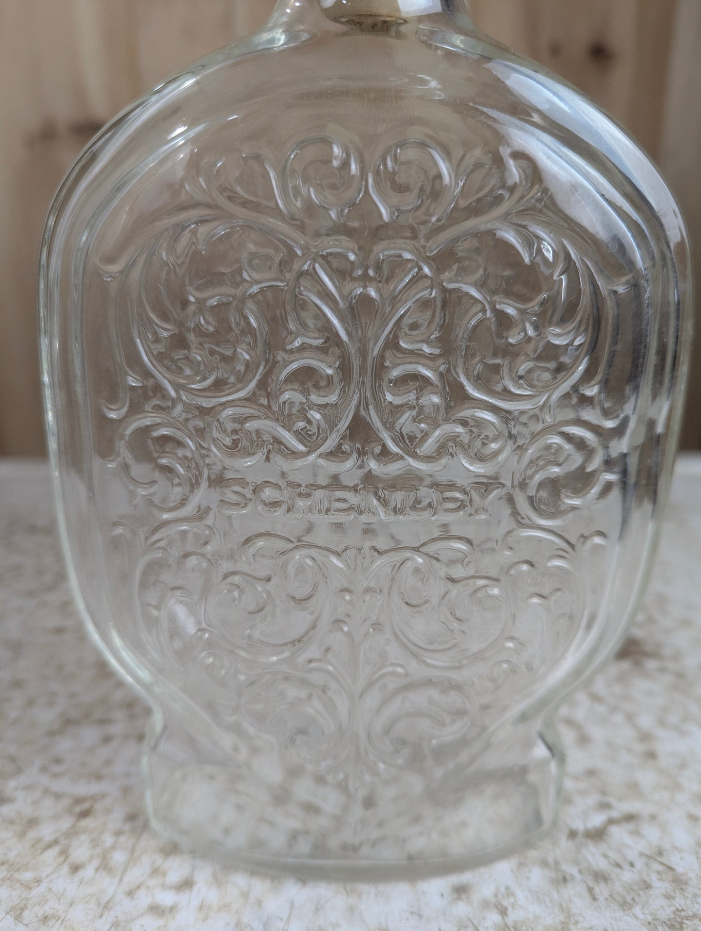 Vintage Schenley Whisky Glass Bottle with Lid