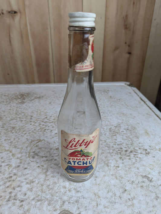 1930’s Libby’s Glass Tomato Catchup Bottle with Original Cap