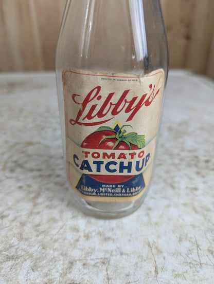 1930’s Libby’s Glass Tomato Catchup Bottle with Original Cap