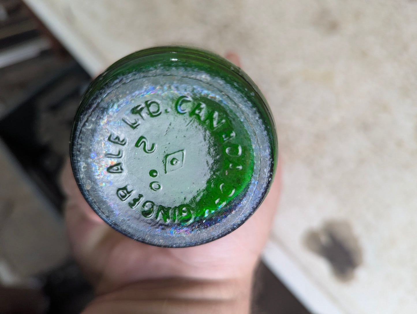 1950’s Canada Dry Ginger Ale Embossed Glass Bottle