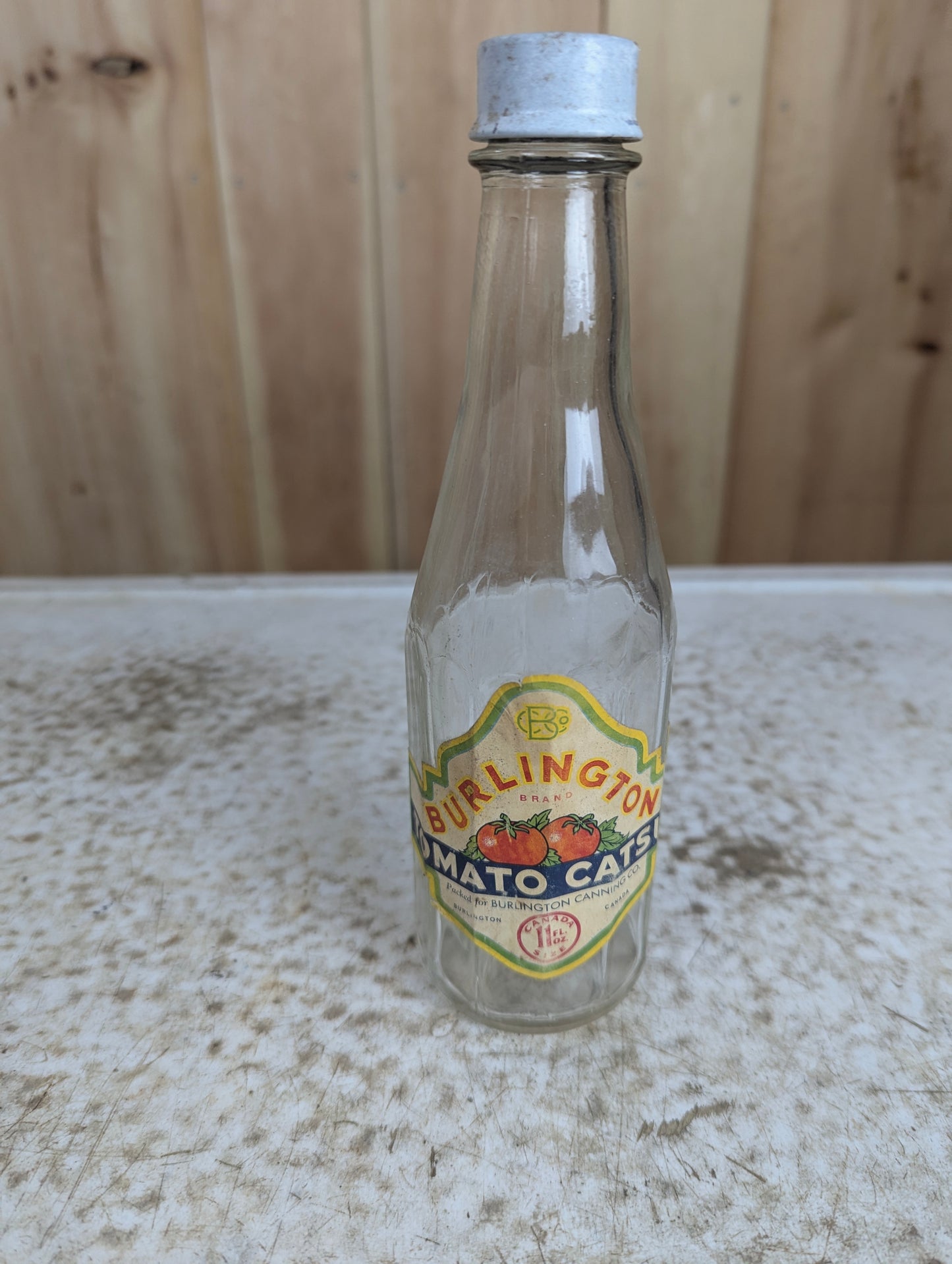 1930’s Burlington 11 Fl Oz Tomato Catsup Glass Bottle with Cap