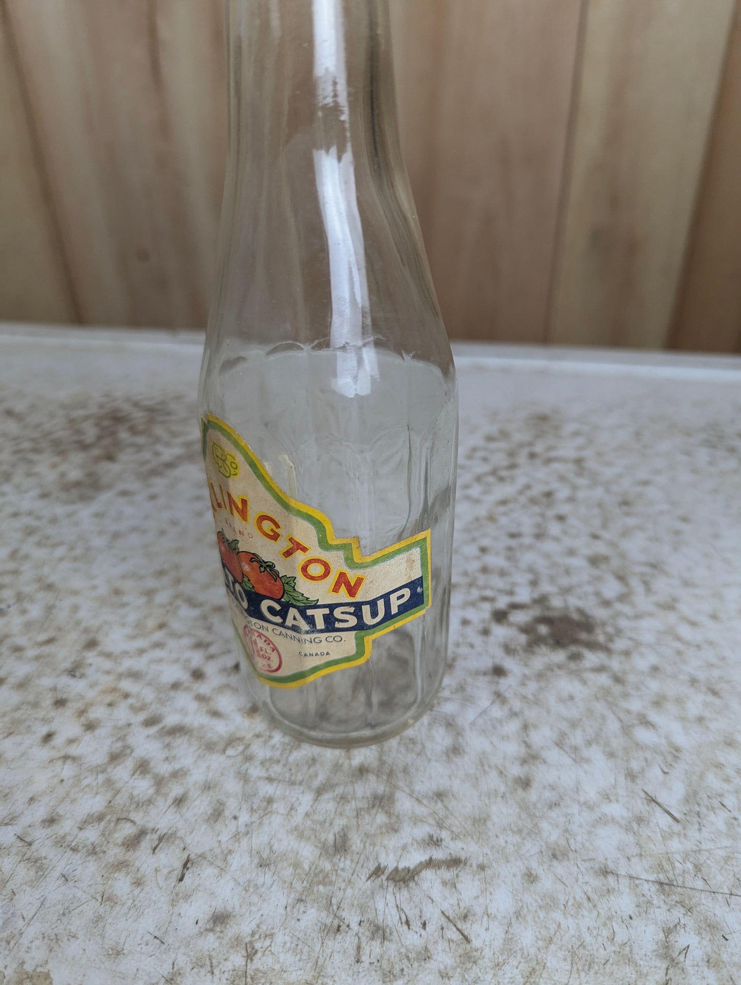 1930’s Burlington 11 Fl Oz Tomato Catsup Glass Bottle with Cap