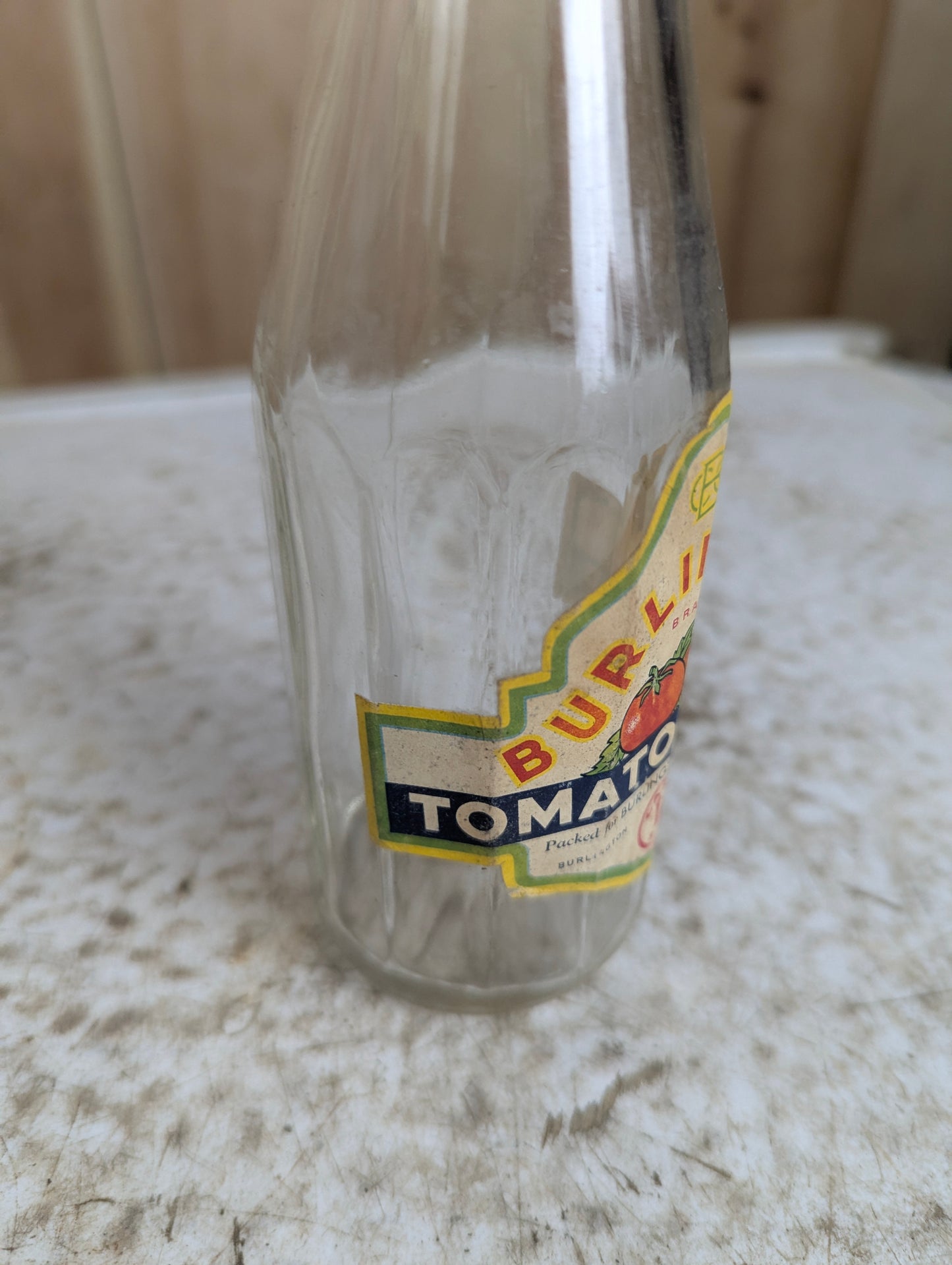 1930’s Burlington 11 Fl Oz Tomato Catsup Glass Bottle with Cap