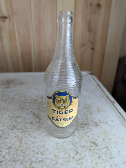 1930’s 26 Fl Oz Tiger Brand Tomato Catsup Glass Bottle