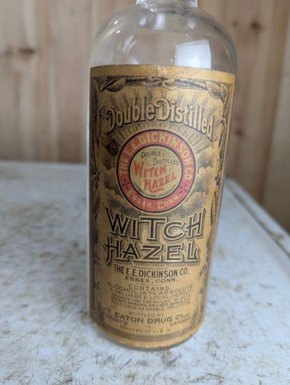 1920’s T. Eaton Drug Co. The E.E.Dickinson Co.Double Distilled Witch Hazel Glass Medicine Bottle