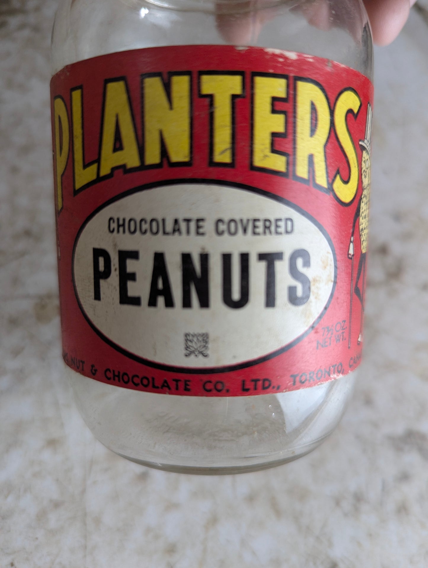 1940’s Planters 7.5 Fl Oz Chocolate Peanuts Glass Jar with Lid