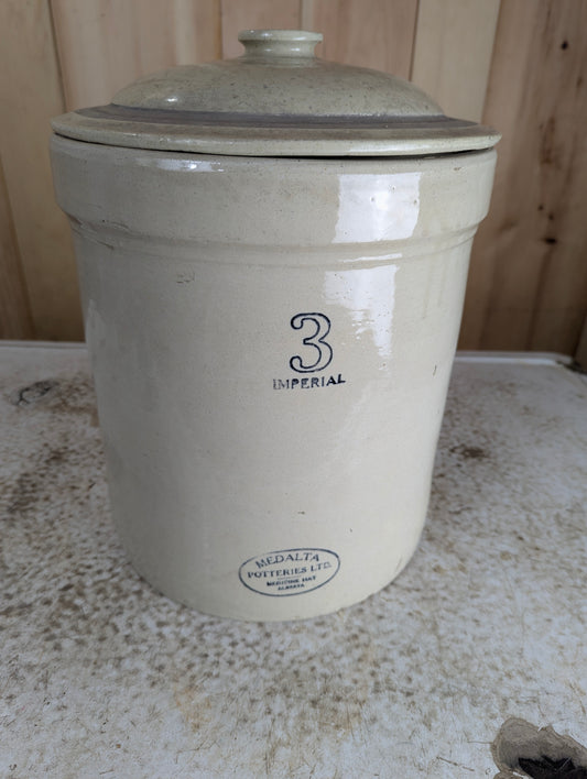 Imperial #3 Medalta Stoneware Crock with Lid