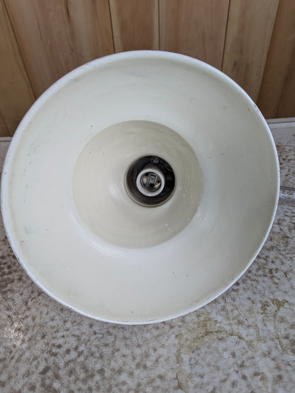 Industrial Black & White Enamel Light with Angle Shade & Bracket