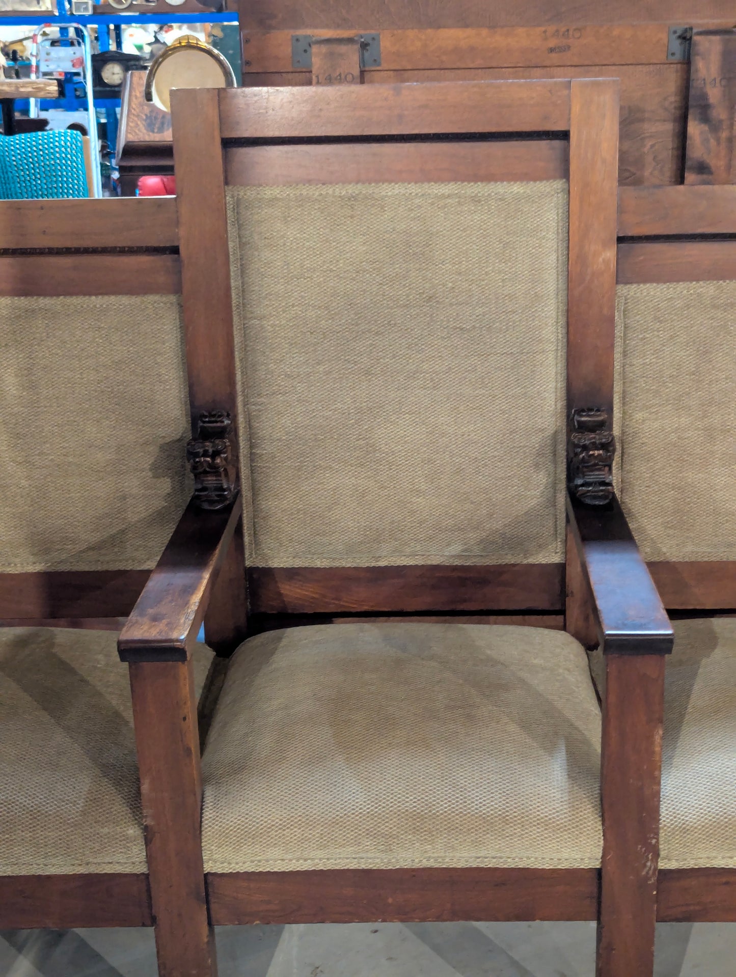 Antique 3-Seat Lodge Throne