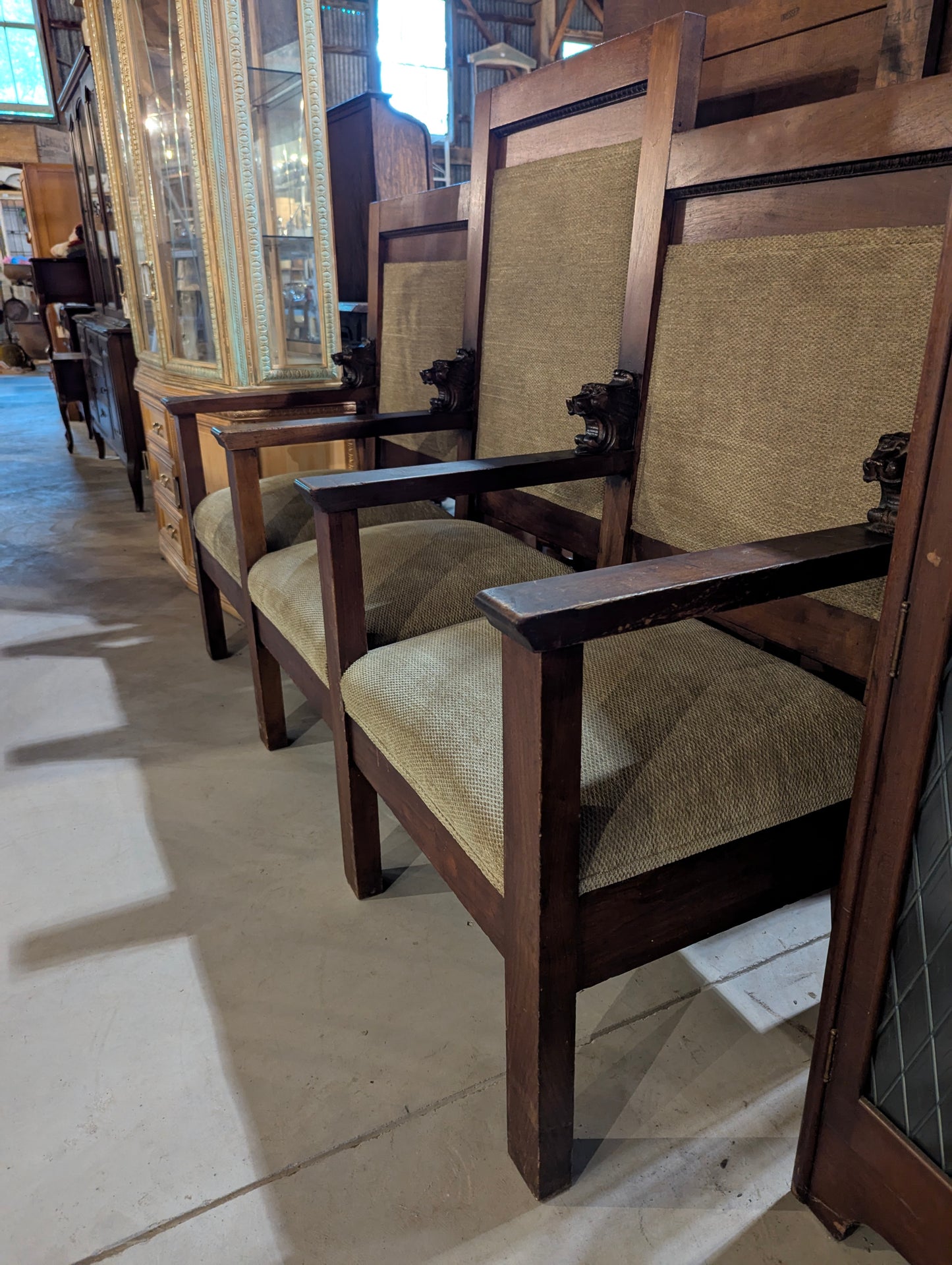Antique 3-Seat Lodge Throne