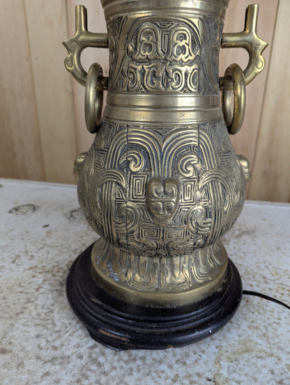 1940’s James Mont Style Hollywood Regency Asian Design Brass Table Lamp