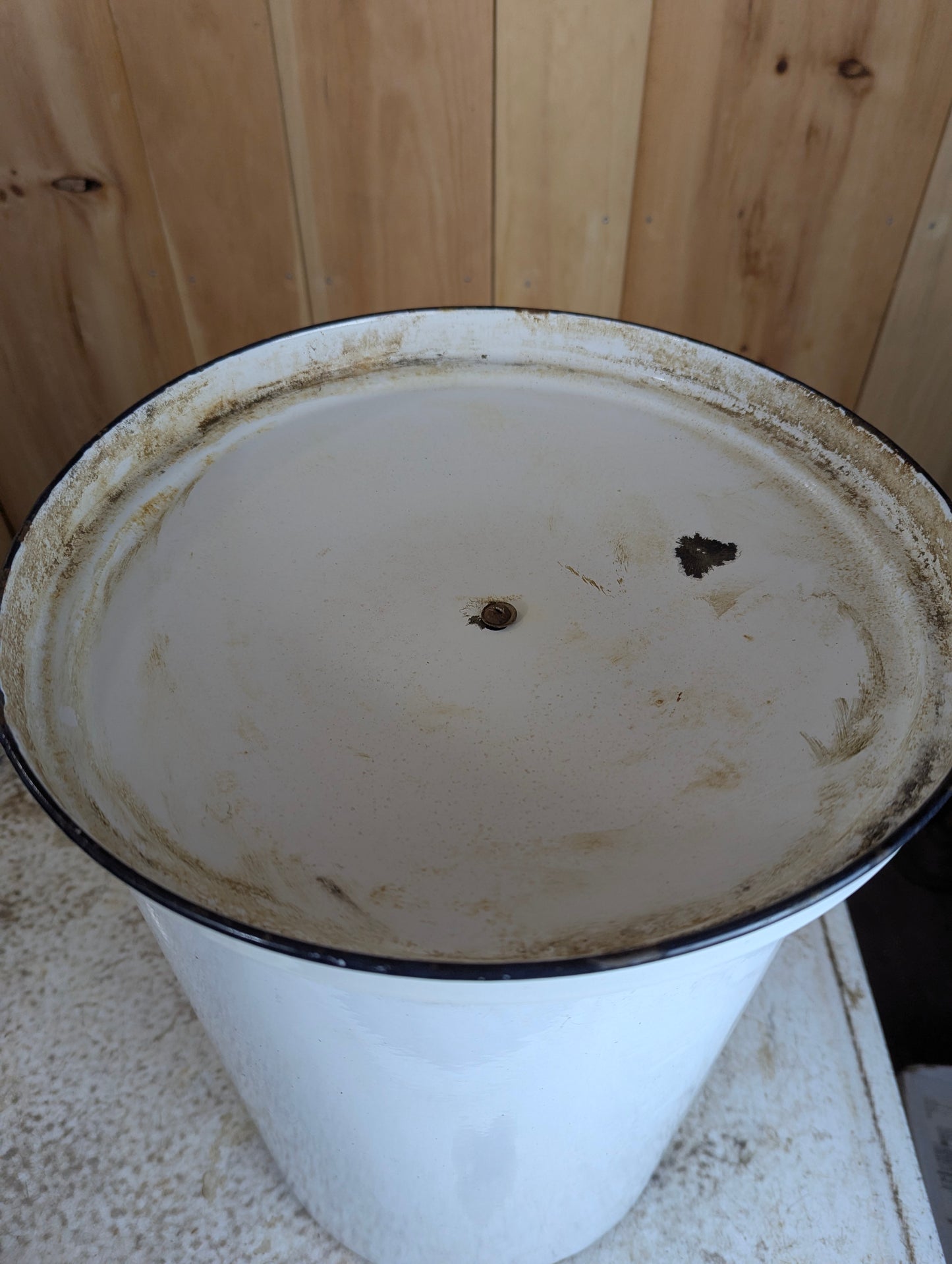 Vintage Porcelain Enamel Baptismal Font