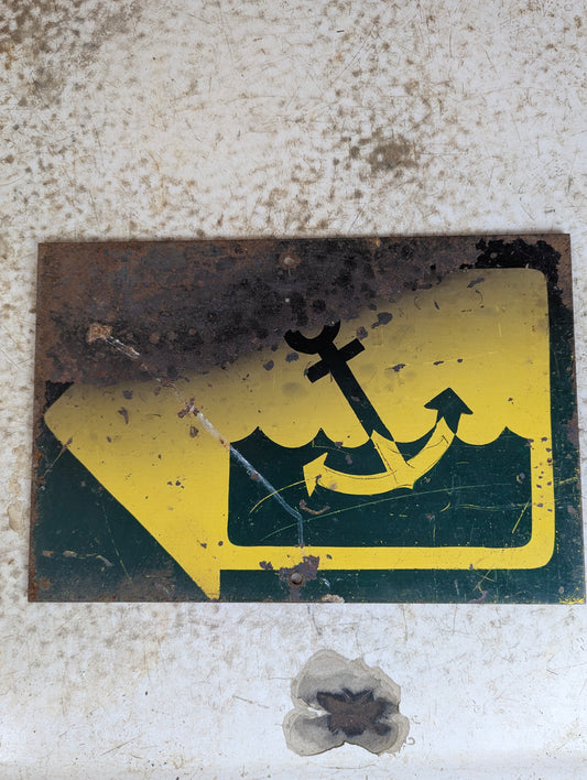 Vintage Metal Park Boat Left Arrow Boat Launch Sign