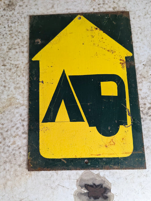 Vintage Metal Park Straight Ahead Campground Sign