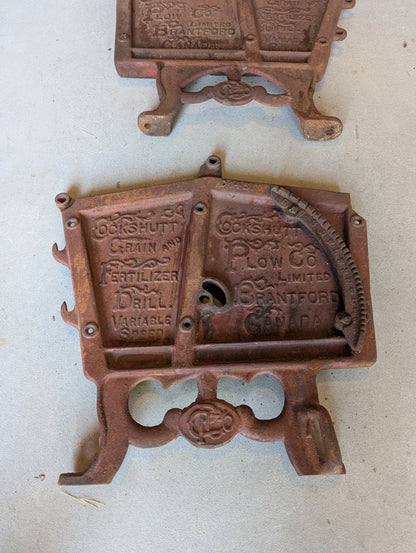 Pair of Cast Iron Cockshutt Plow Co. Branford Ont. Seeder Plates