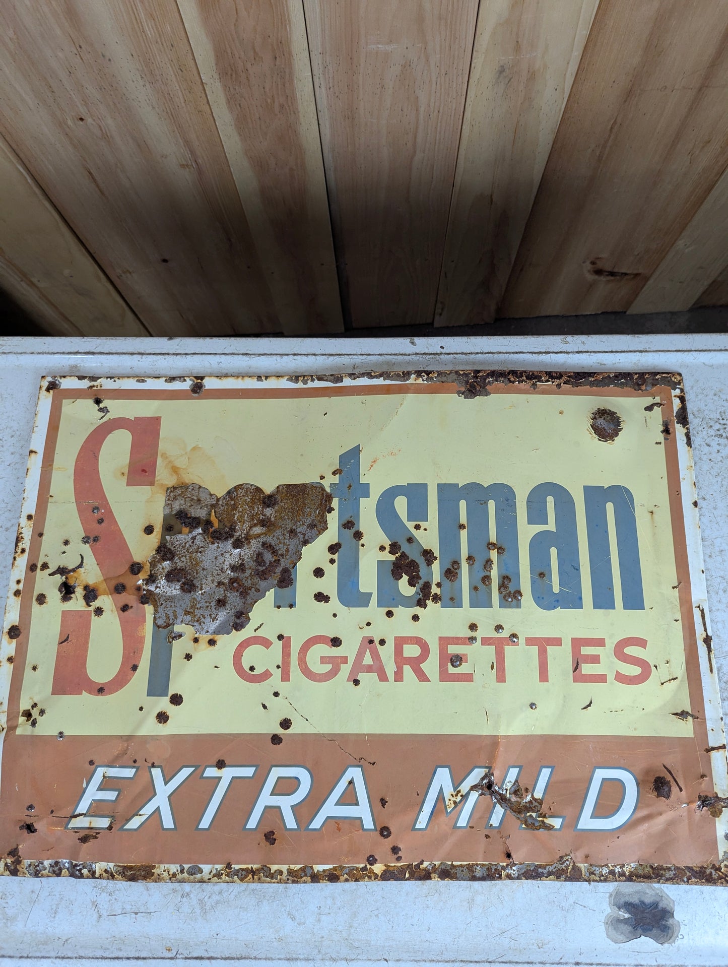1960’s Vintage Sportsmans Cigarettes Extra Mild Metal Sign