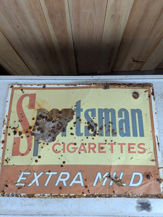 1960’s Vintage Sportsmans Cigarettes Extra Mild Metal Sign