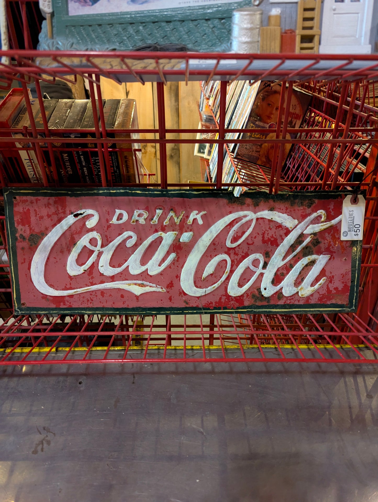 Salvaged Metal Coke Sign From Coke Cooler