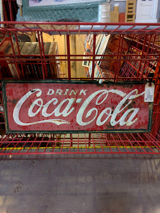 Salvaged Metal Coke Sign From Coke Cooler