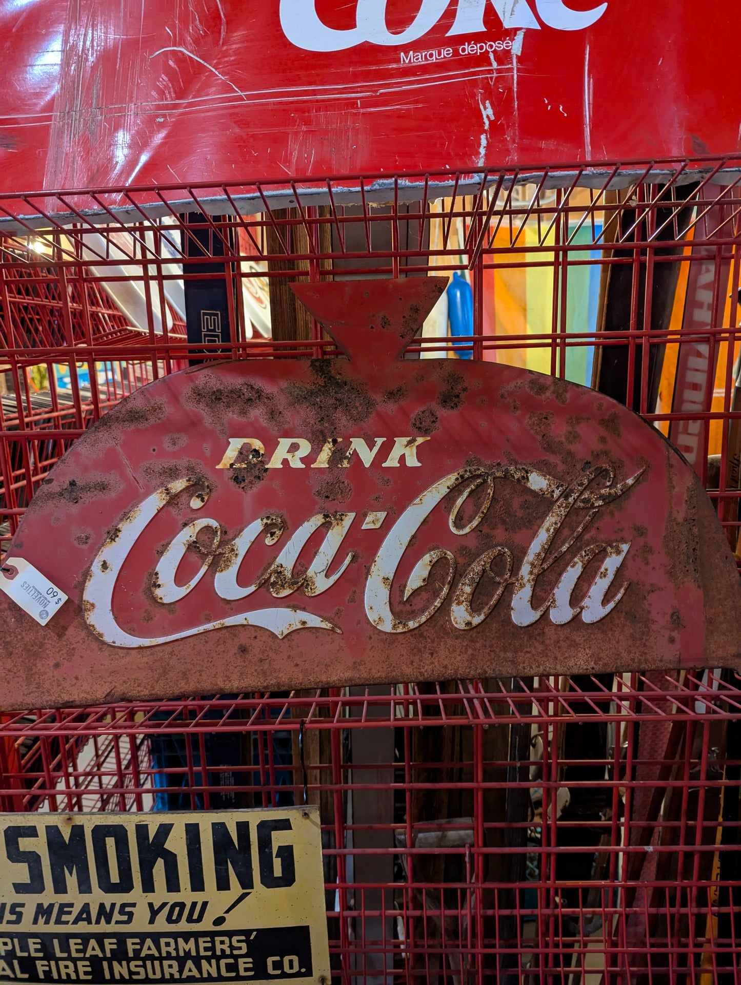 Salvaged Metal Coke Sign From Coke Cooler