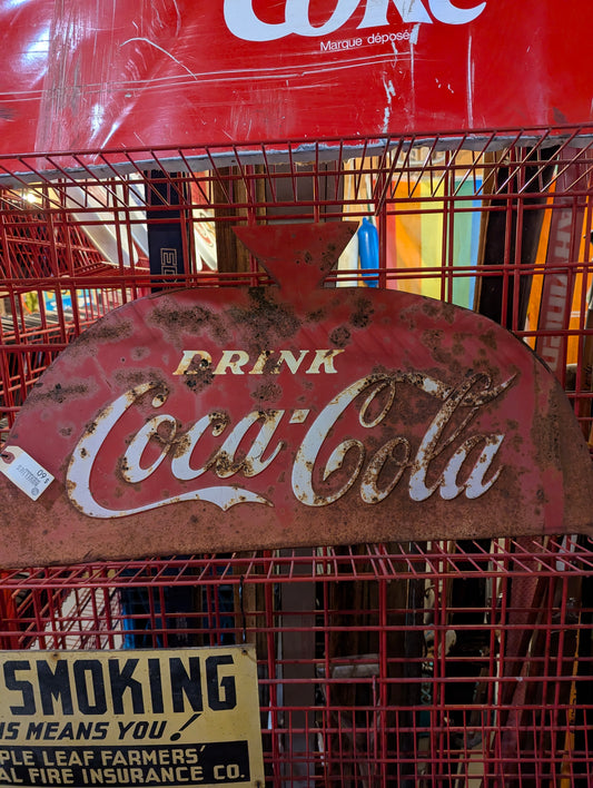 Salvaged Metal Coke Sign From Coke Cooler