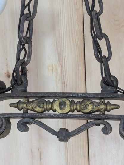 Antique Wrought Iron 2 Light Chandelier