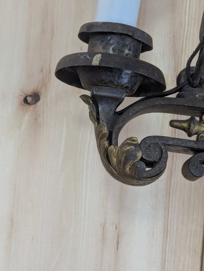 Antique Wrought Iron 2 Light Chandelier