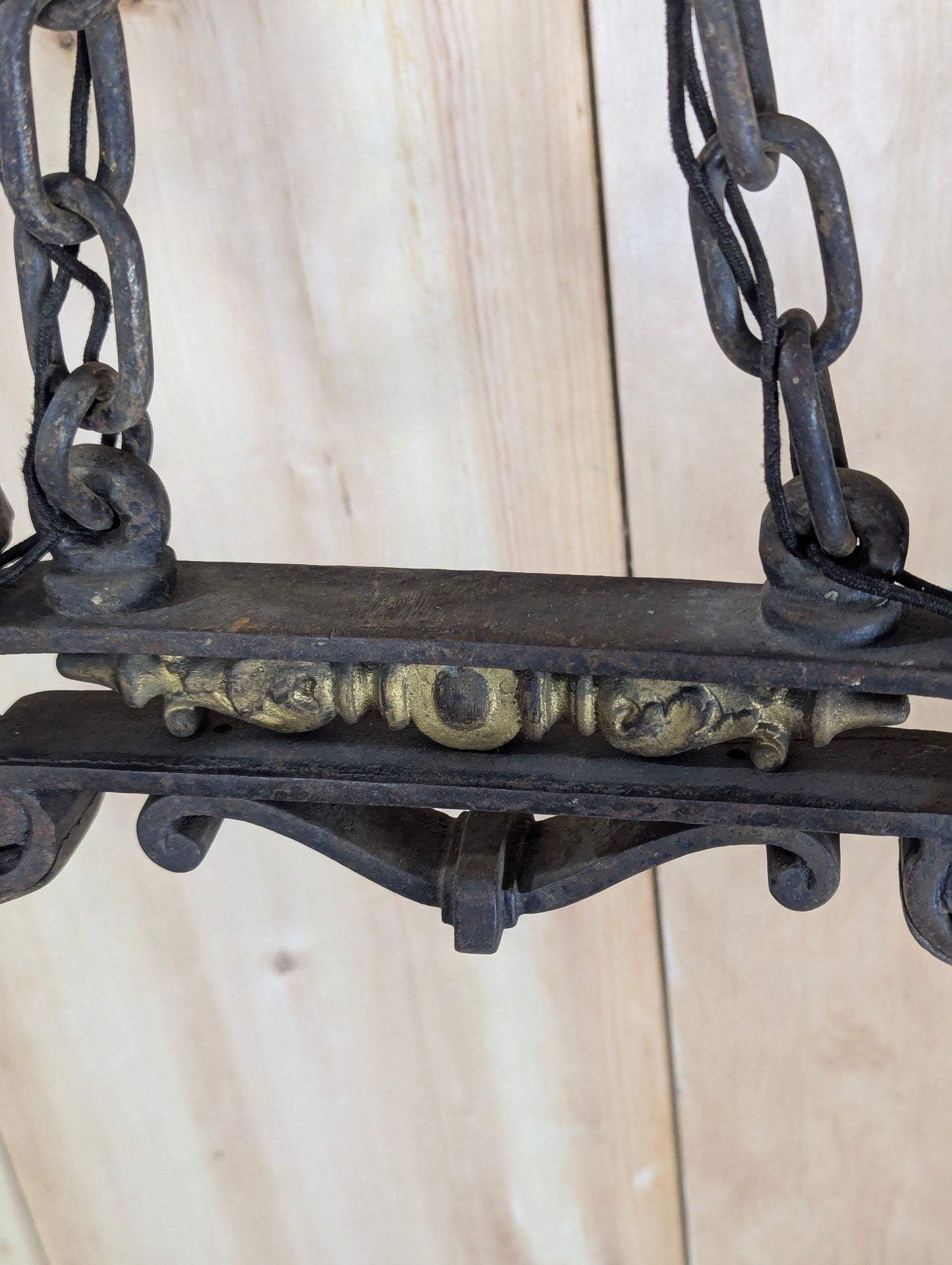 Antique Wrought Iron 2 Light Chandelier