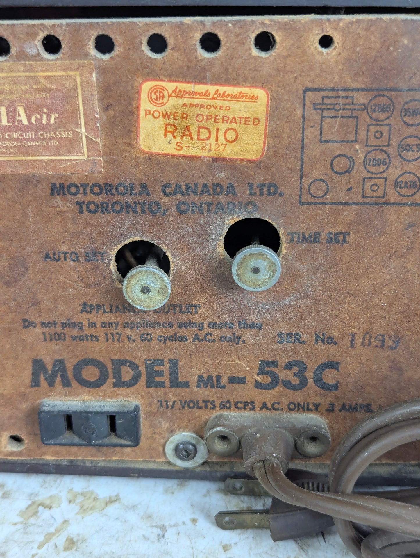 Vintage Motorola Clock Radio Model #ML-53C