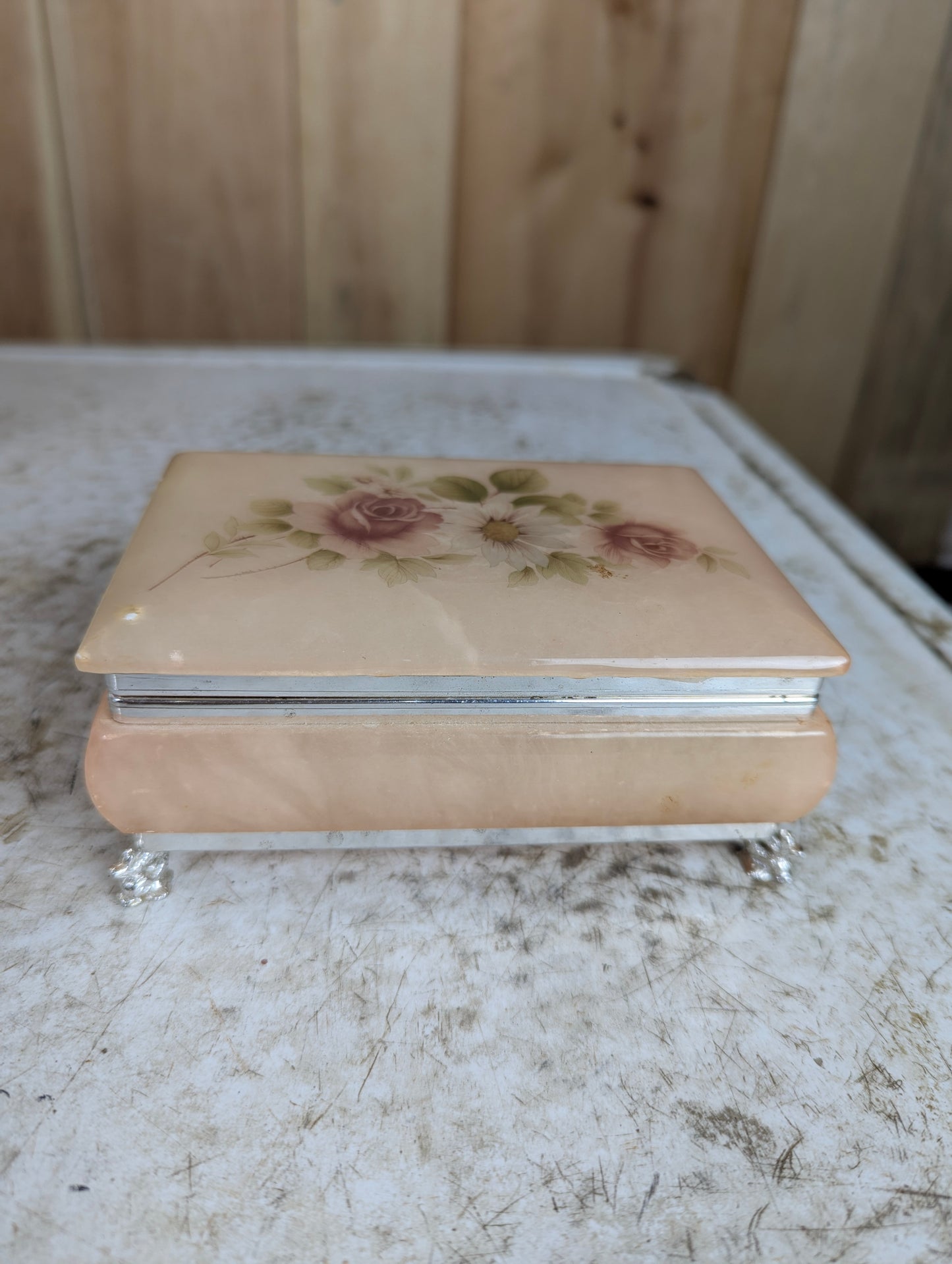 Vintage Himark Genuine Alabaster Trinket Holder