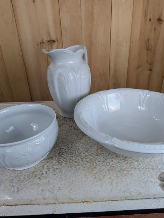 Set of 3 Vintage J&G Meakin England Ironstone Washstand Pieces