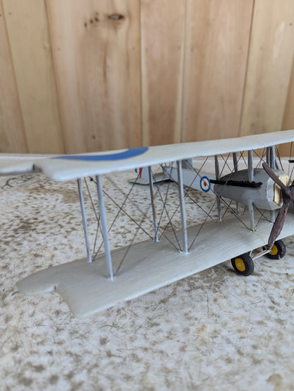 Vintage Handcarved Wood Vickers Vimy WW1 Airplane Model