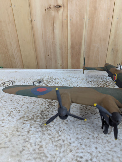 Vintage Handcarved Wood  Avro Lancaster WW2 Bomber Airplane Model