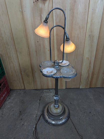 1930’s Art Deco Lighted Smoking Stand with Ashtrays and Serving Bowls