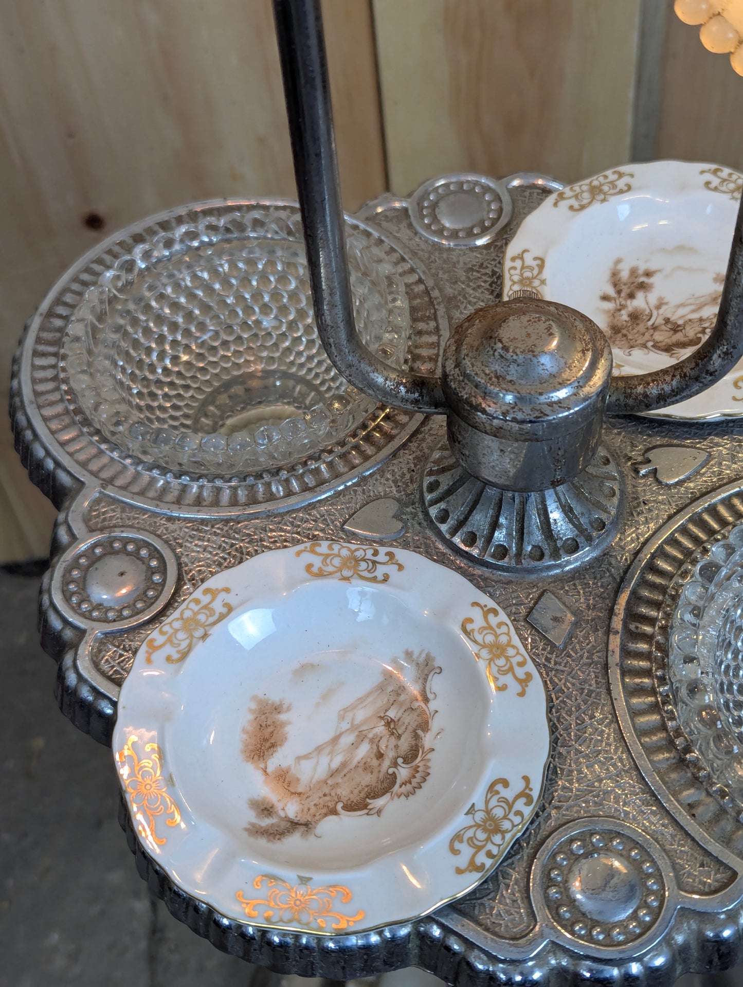 1930’s Art Deco Lighted Smoking Stand with Ashtrays and Serving Bowls