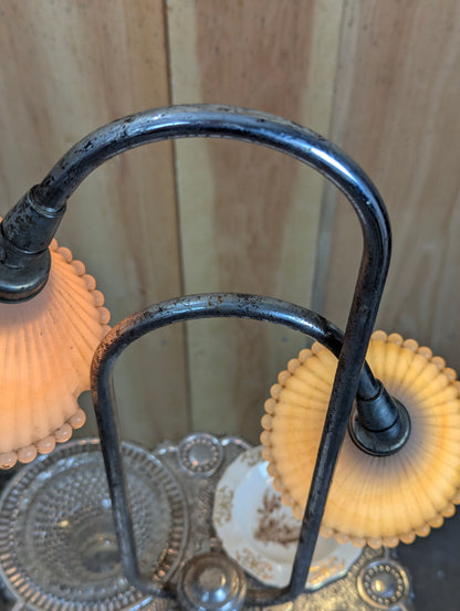 1930’s Art Deco Lighted Smoking Stand with Ashtrays and Serving Bowls