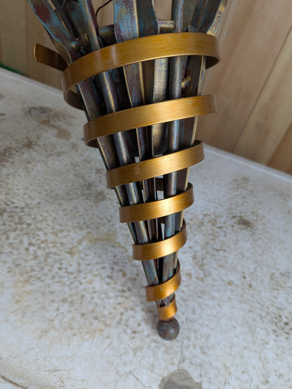 Hollywood Regency Style 5-Light Lily Chandelier with Hand Blown Glass Shades