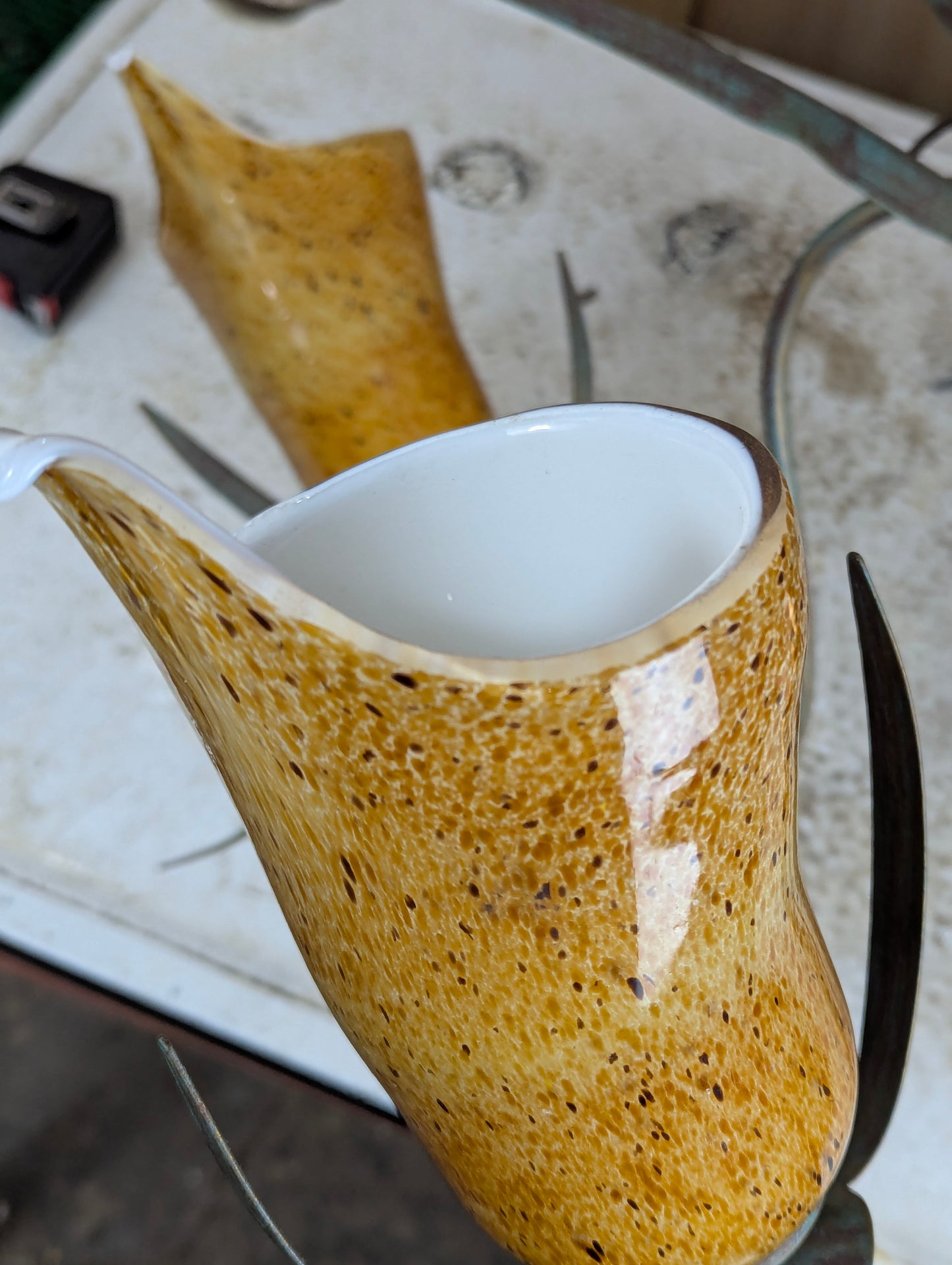 Hollywood Regency Style 5-Light Lily Chandelier with Hand Blown Glass Shades