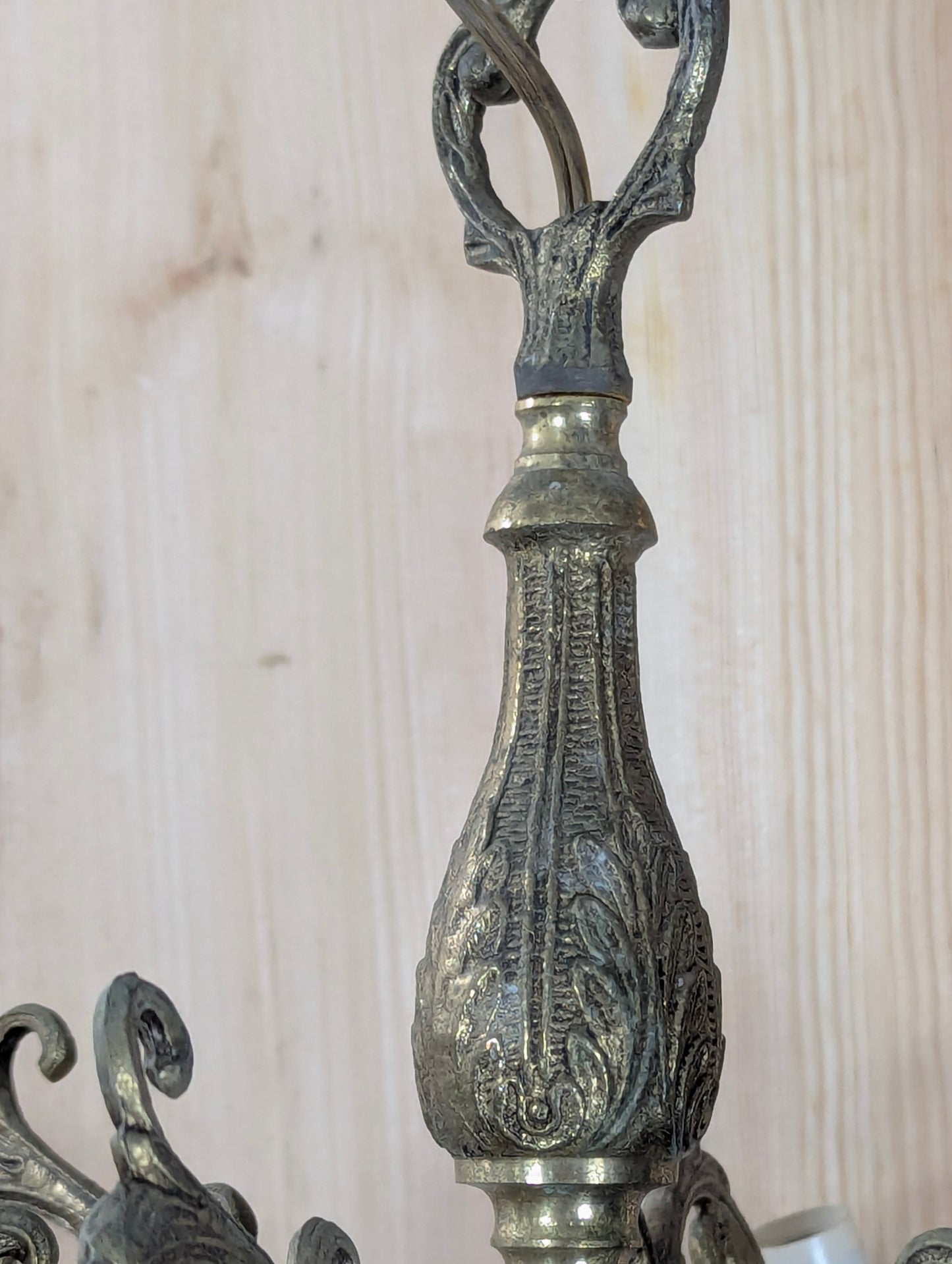 Art Nouveau Solid Brass 6-Light Chandelier