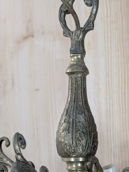 Art Nouveau Solid Brass 6-Light Chandelier