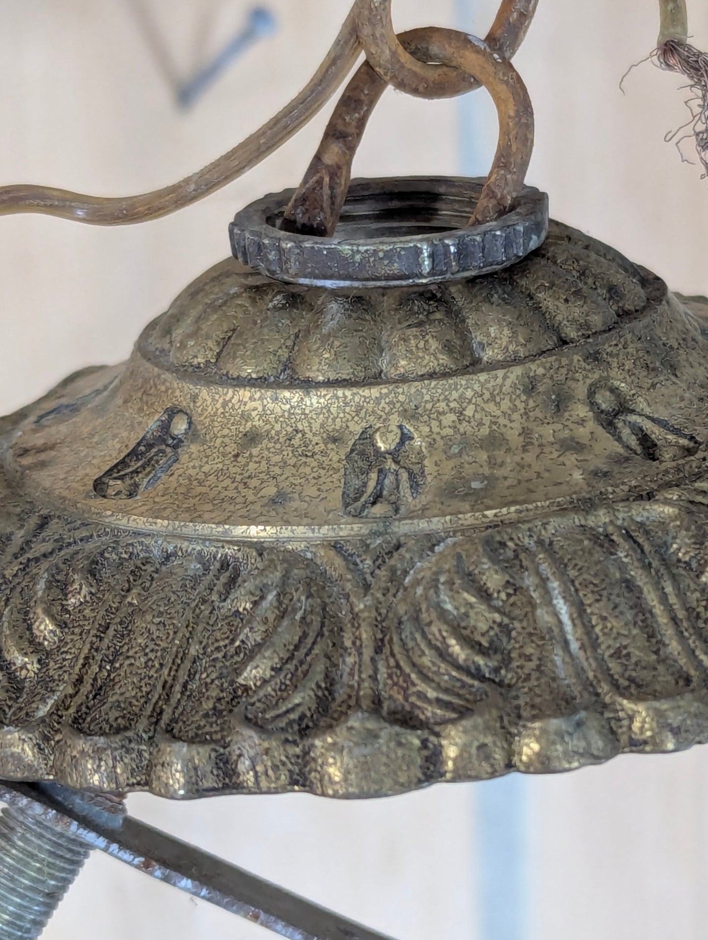 Art Nouveau Solid Brass 6-Light Chandelier