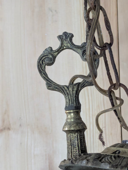 Art Nouveau Solid Brass 6-Light Chandelier